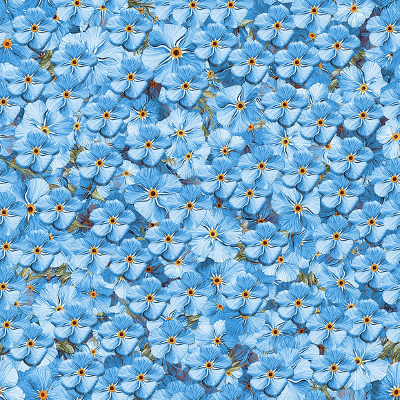 Fabric Blank Quilting Forget Me Not Blue Flowers BQ4281-75