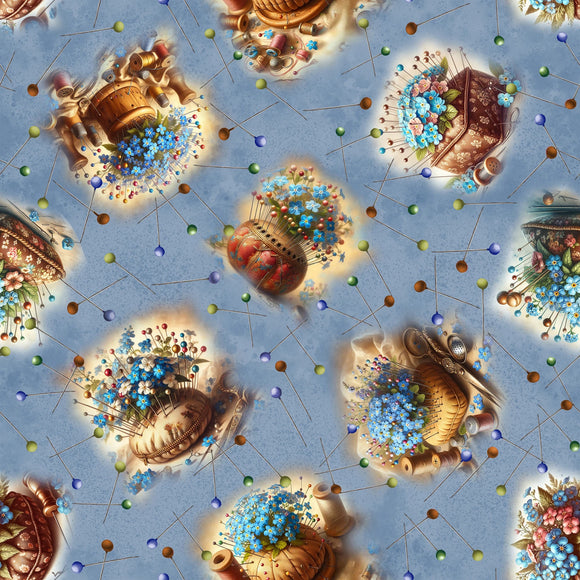 Fabric Blank Quilting Forget Me Not Pin Cushions BQ4284-70