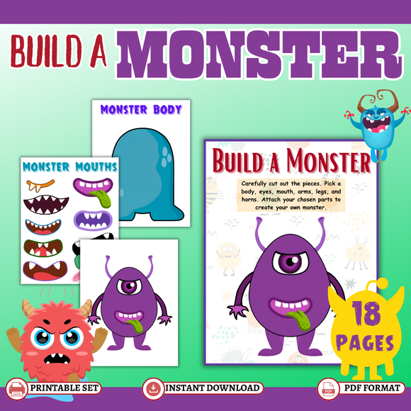 Printable Build a Monster Craft Activity - INSTANT DOWNLOAD