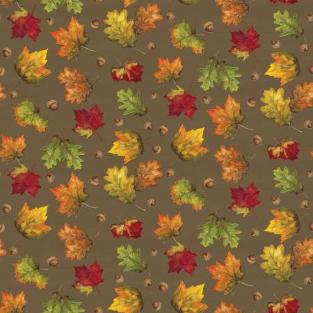 Fabric Riley Blake Fall Leaves Brown C12417R-BROWN