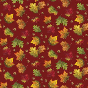 Fabric Riley Blake Fall Leaves Red C12417R-RED