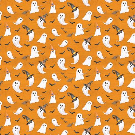 Fabric Riley Blake October Ghosts Orange C12419R-ORANGE