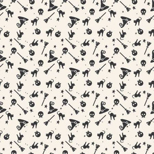 Fabric - Riley Blake - Hey Bootiful -Witch Icons Off White - C13131R-OFFWHITE