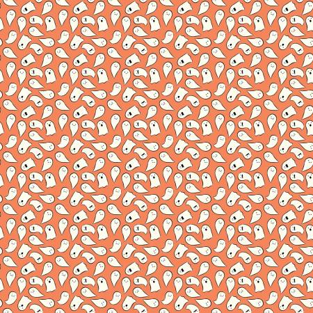 Fabric - Riley Blake - Spooky Schoolhouse - Ghosts Orange - C13205R-ORANGE