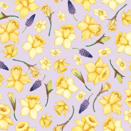 Fabric Riley Blake Daffodils Lavender C13927R-LAVENDER