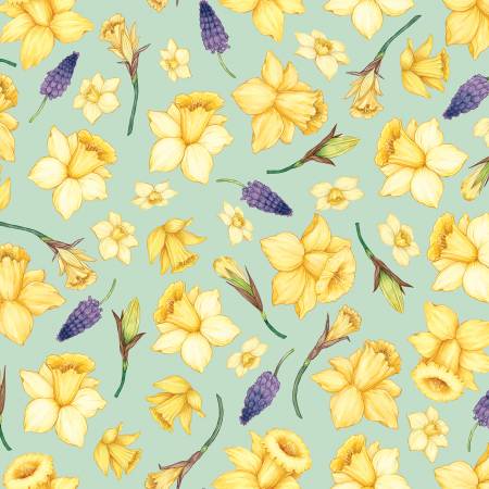 Fabric Riley Blake Daffodils Mint C13927R-MINT