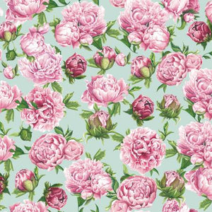 Fabric Riley Blake Peonies on Mint C13929R-MINT