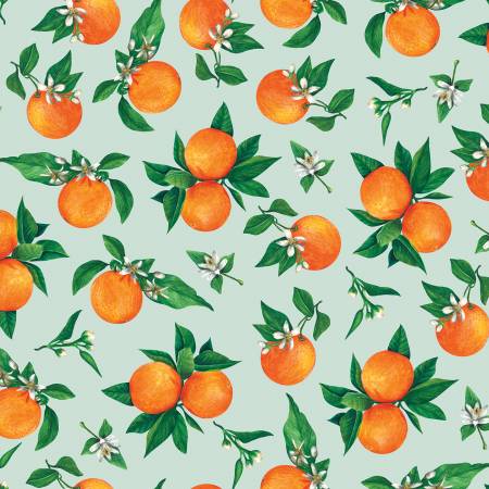 Fabric Riley Blake Oranges on Mint C13931R-MINT