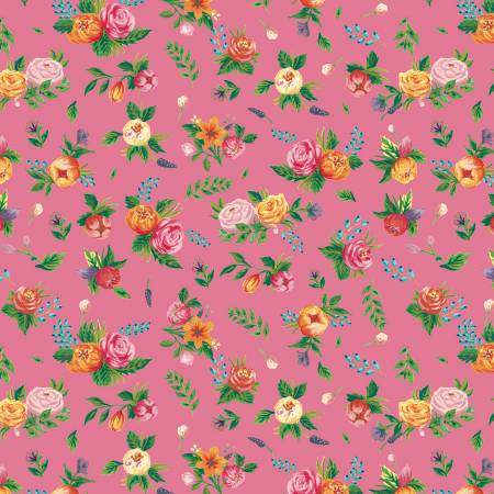 Fabric Riley Blake Floral Raspberry C13935R-RASPBERRY