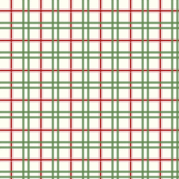 Fabric - Riley Blake Mistletoe & Holly Plaid - C16407R-CLOUD