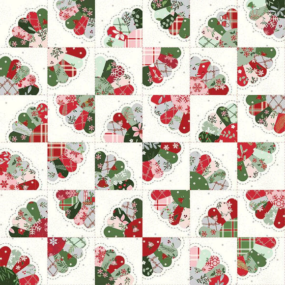 Fabric - Riley Blake Mistletoe & Holly Dresden Fan - C16408R-CLOUD
