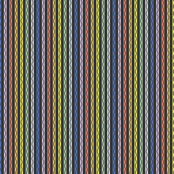 Fabric - Riley Blake New Box of Crayons Stripe Black - C16512R-BLACK