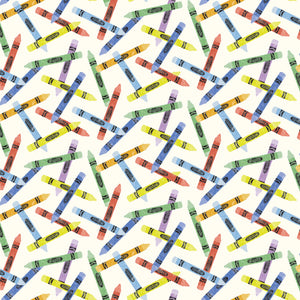 Fabric - Riley Blake New Box of Crayons Crayon Toss Cloud - C16513R-CLOUD