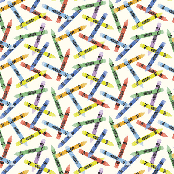 Fabric - Riley Blake New Box of Crayons Crayon Toss Cloud - C16513R-CLOUD
