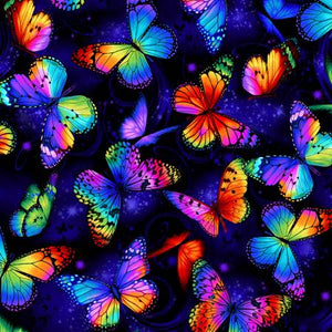 Fabric - Timeless Treasures - Multi Bright Butterflies Flying - C8530-MULT