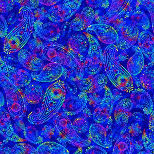 Fabric Timeless Treasures Prism Royal Multi Paisley - CD2842-ROYAL