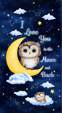 Fabric  - Timeless Treasures Owl Always Love You Panel  - CD3241-NAVY