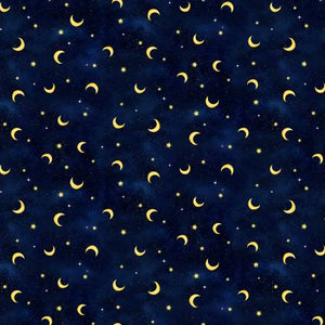 Fabric - Timeless Treasures Owl Always Love You - Moons & Stars CD3243-NAVY