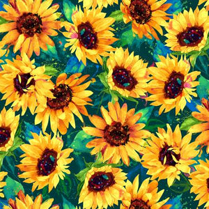 Fabric -  Timeless Treasures Sundance Sunflowers - CD3301-HUNTER