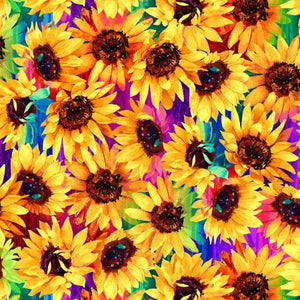 Fabric - Timeless Treasures Sundance Multi Packed Sunflower - CD3303-MULTI