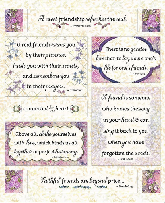 Fabric Timeless Treasures Connected by Heart Panel CD3780-CREAM