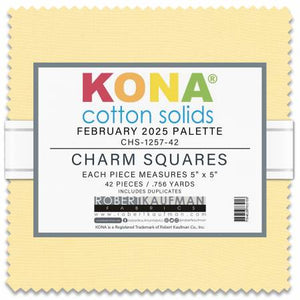 Fabric - Robert Kaufman February 2025 5in Squares Kona Cotton 42pcs  CHS-1257-42