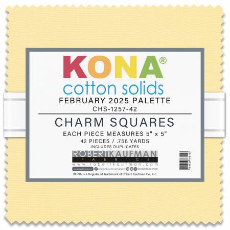 Fabric - Robert Kaufman February 2025 5in Squares Kona Cotton 42pcs  CHS-1257-42