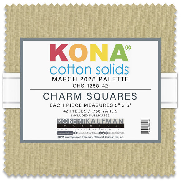 Fabric - Robert Kaufman March 2025 5in Squares Kona Cotton 42pcs CHS-1258-42