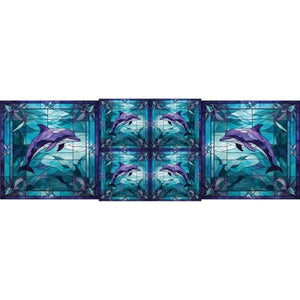 Fabric Precut Panel - Stained Glass Dolphin CYS631675
