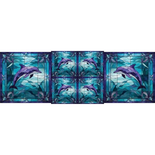 Fabric Precut Panel - Stained Glass Dolphin CYS631675