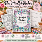 Mindful Maker Coloring Journal - 44 Page PDF Printable Book- Digital Download