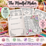 Mindful Maker Coloring Journal - 44 Page PDF Printable Book- Digital Download