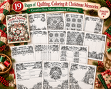 Quilty Christmas Coloring Journal - 19 Page PDF eBook- Printable Digital Download