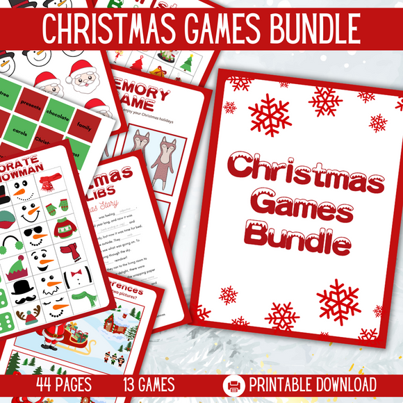 Printable Christmas Games Bundle with 14 Games - INSTANT DOWNLOAD