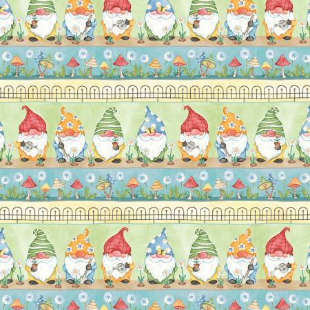 Fabric Michael Miller Better Gnomes & Gardens Border Stripe DDC11235-MULT