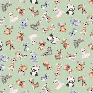 Fabric - Michael Miller - Animal Babies Green DDC11624-GREE