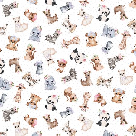 Fabric - Michael Miller - Animal Babies White DDC11624-WHIT