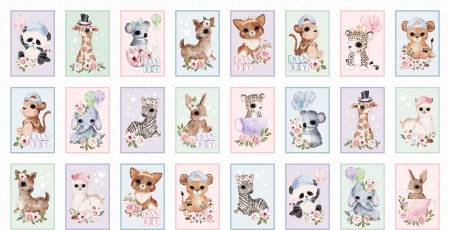 Fabric - Michael Miller - Animal Babies Panel Boxes DDC11626-MULT