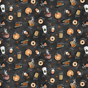 Fabric - Michael Miller - Happy Pie Season Snack Time - DDC11737-BLAC