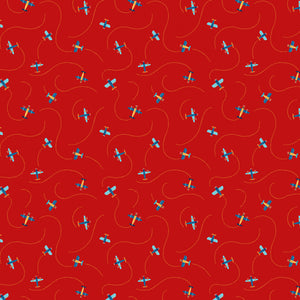 Fabric - Michael Miller Aviation Adventures Red Jet Stream - DDC12040-REDX