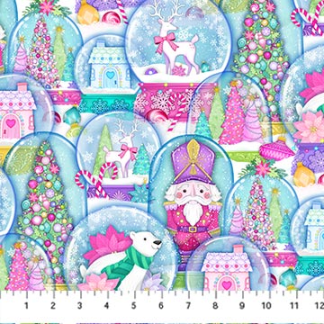 Fabric Northcott Merry and Bright Teal Globes DP26967-64