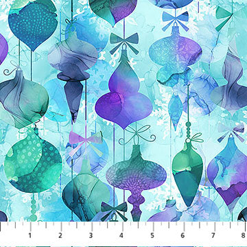 Fabric Northcott Midwinter Magic Ornaments Light DP28232-10