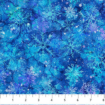 Fabric Northcott Midwinter Magic Snowflakes Dark Blue DP28235-46