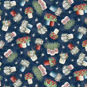 Fabric - P&B Farmhouse Americana - Bouquet Jar Patriotic - FAME05758-N