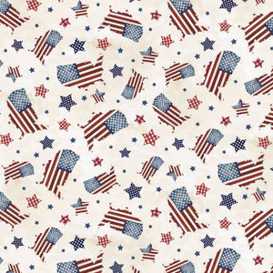 Fabric - P&B Farmhouse Americana -  Map Patriotic Ecru - FAME05760-E