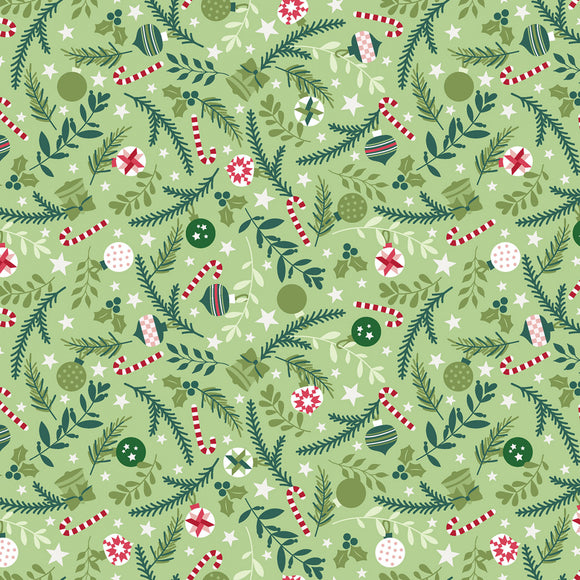 Fabric - Maywood Kimberbell Quilty Little Christmas - Green Ornaments 10576M-G