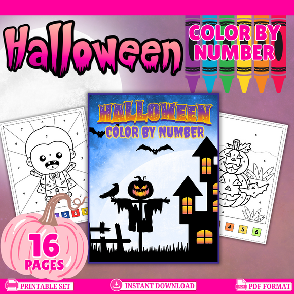 Printable Halloween Color by Number - INSTANT DOWNLOAD