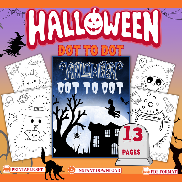 Printable Halloween Dot to Dot - INSTANT DOWNLOAD