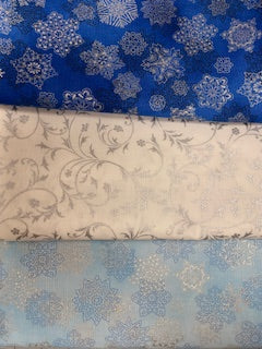Fabric Bundle 3-Yard Blue Snowflakes