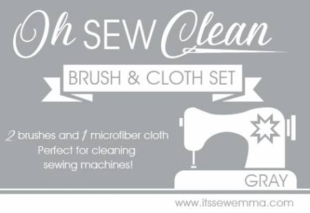 Notions Oh Sew Clean Brush & Cloth Set - Gray